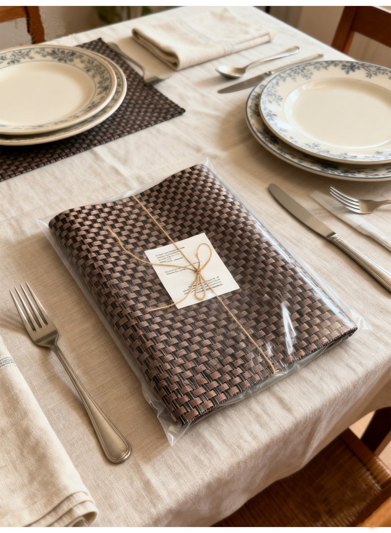 DB Innov. Placemats, 4 PCS Brown Grid -Type Rectangle Placemats, Washable PVC Placemats, Non-Slip Stain Heat Resistant Place Mats for Dining Table, Dimension 45*30CM. - Image 5