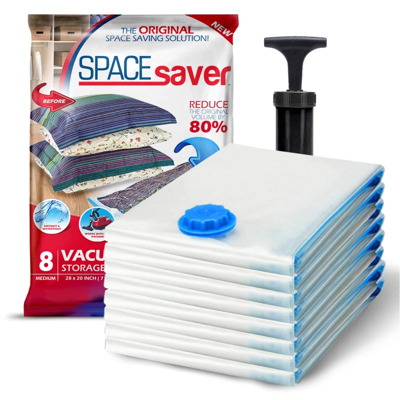 SpaceSaver Vacuum Storage Bags  Clothes Storage Bag Vacuum Pack  Space Saver Vacuum Storage Bags for Clothes Storage Vacuum Bags for Bedding  Vacuum Bags for Clothes  with Pump MEDIUM 8Pack