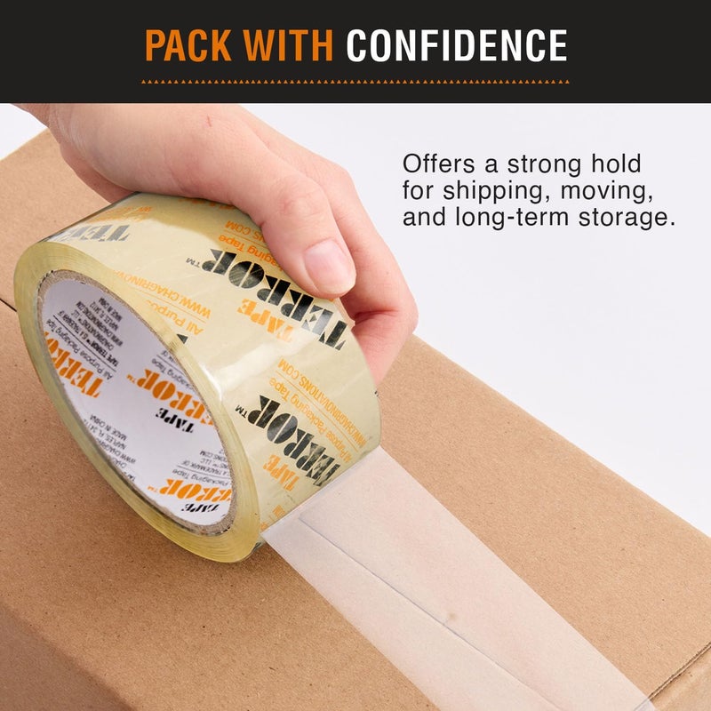 Tape Terror All-Purpose Clear Packing Tape (6 Rolls) - Heavy Duty Tape for Packing, Moving Boxes, Storage, Labeling, Crafts, and More - Shipping, Packaging, School, & Office Supplies (48mm x 50m per Roll) - Image 4
