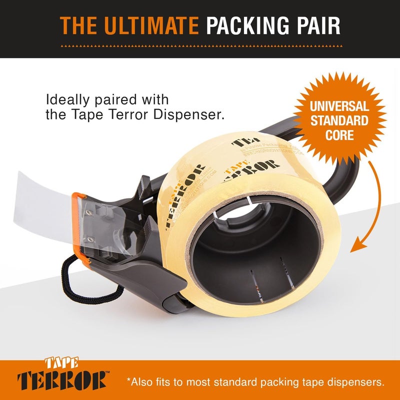 Tape Terror All-Purpose Clear Packing Tape (6 Rolls) - Heavy Duty Tape for Packing, Moving Boxes, Storage, Labeling, Crafts, and More - Shipping, Packaging, School, & Office Supplies (48mm x 50m per Roll) - Image 3