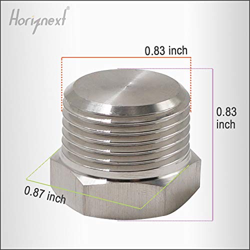 Horiznext npt 1/2 stainless steel Male Thread hex Head water Pipe Plug, adapt to cap brass socket fitting manifold nut (Pack of 4) - Image 2