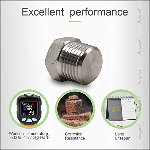 Horiznext npt 1/2 stainless steel Male Thread hex Head water Pipe Plug, adapt to cap brass socket fitting manifold nut (Pack of 4) - Image 4