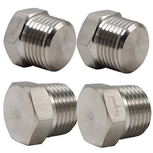 Horiznext npt 1/2 stainless steel Male Thread hex Head water Pipe Plug, adapt to cap brass socket fitting manifold nut (Pack of 4) - Image 1