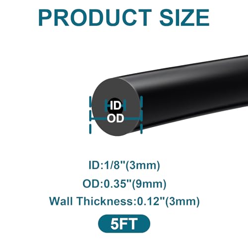 SDZONGES Vacuum Hose Automotive, 5FT ID 1/8"(3mm) ID Vacuum Hose, 130PSI Max Pressure Silicone Vacuum Tube Black. - Image 2