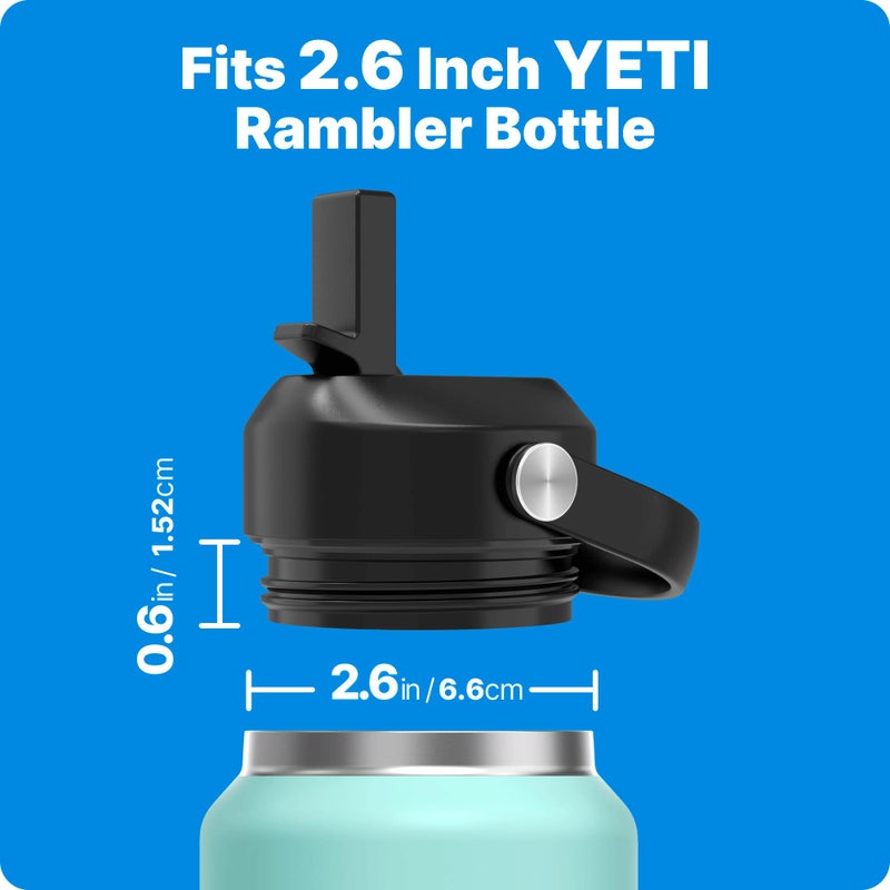 Bluwing Straw Lid for Yeti Rambler Water Bottle 18 26 36 64 oz, Replacement Lids with Straw for YETI Rambler Bottle, BPA Free (Black) - Image 4