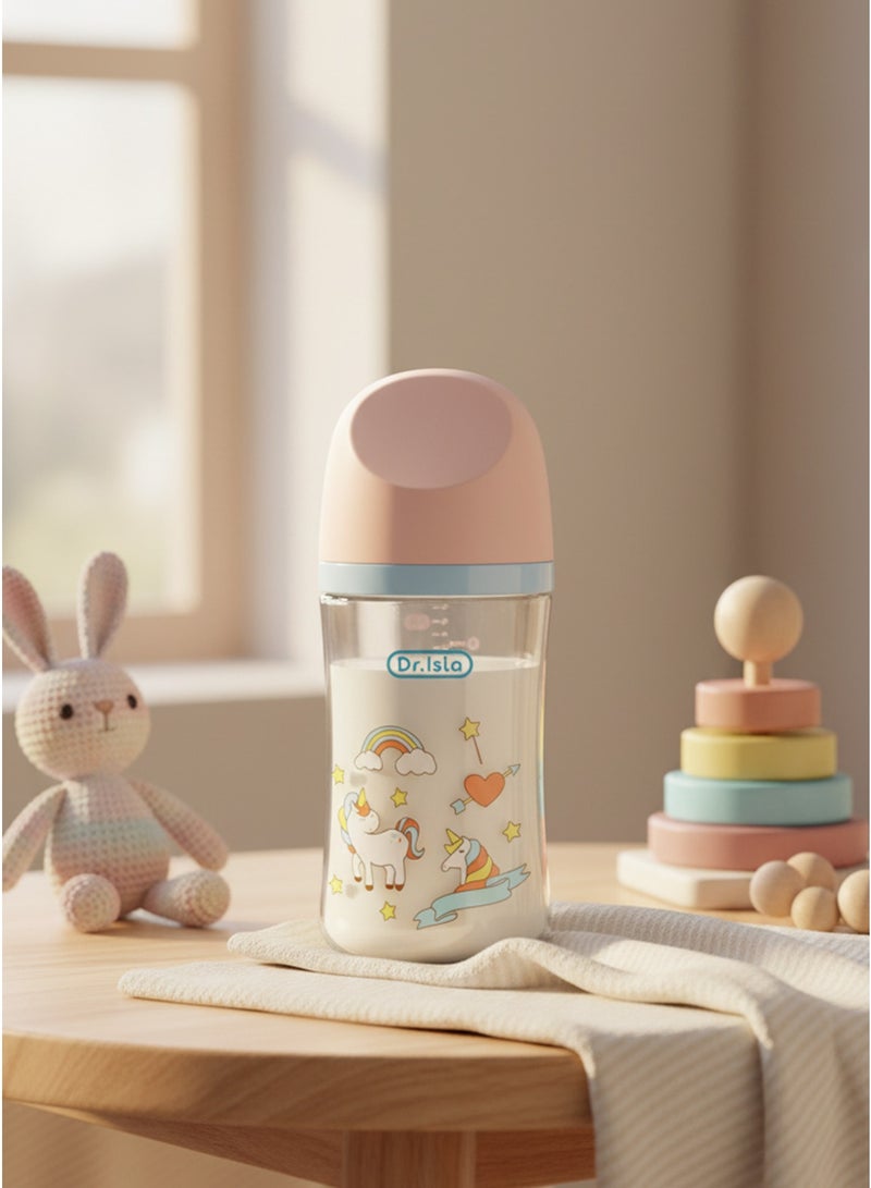 Dr.isla زجاجة رضاعة حديثي الولادة من دكتور إيسلا 150 مل PINK مضادة للطفو وخالية من مادة BPA - Image 5