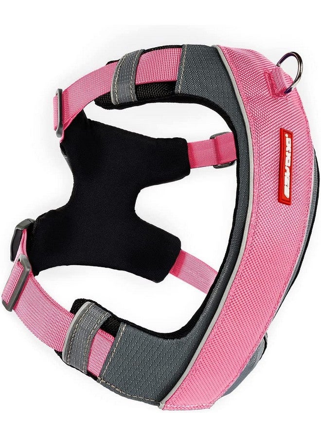 إيزي دوج حزام الكلب EzyDog X-Link - حزام عاكس ومبطن لا يسحب الكلب للتدريب والمشي اليومي مع نقطتي ربط للمقود (مقاس كبير جدًا، وردي) - Image 1