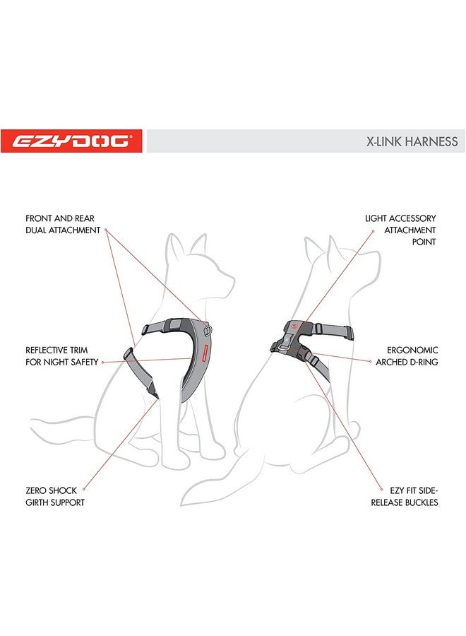 إيزي دوج حزام الكلب EzyDog X-Link - حزام عاكس ومبطن لا يسحب الكلب للتدريب والمشي اليومي مع نقطتي ربط للمقود (مقاس كبير جدًا، وردي) - Image 3