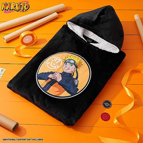 Naruto Fleece Hoodie Blanket for Kids Black - Image 3