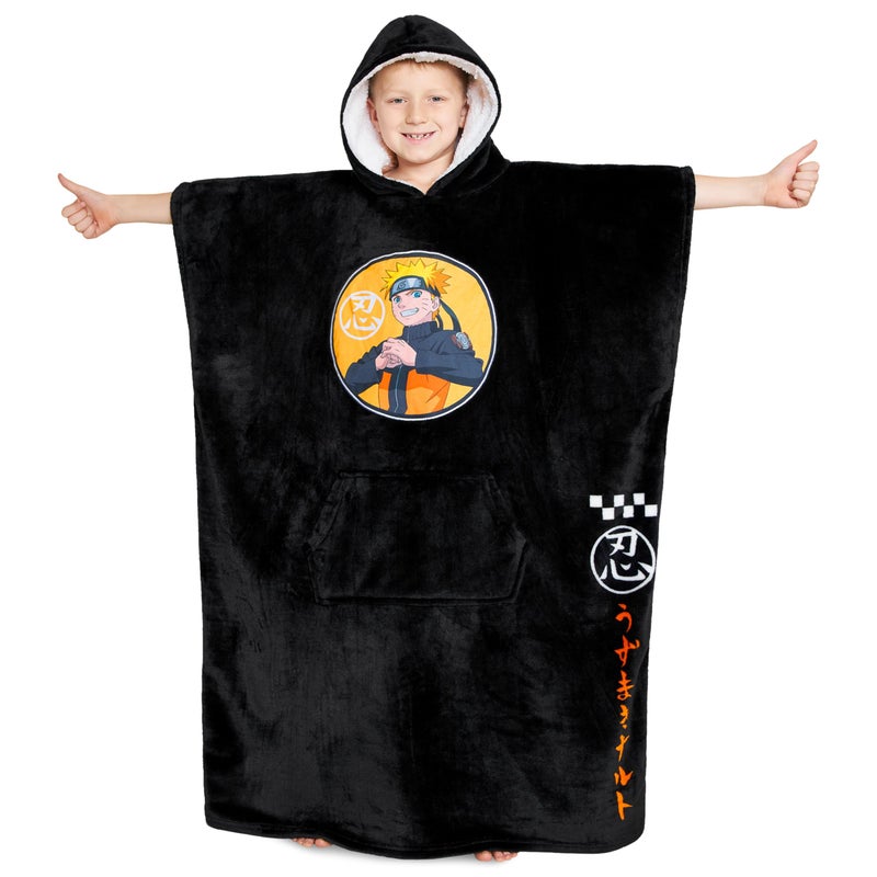 Naruto Fleece Hoodie Blanket for Kids Black - Image 2