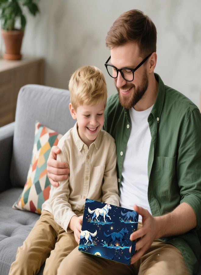 ورق تغليف هدايا من باينراب، ١٢ ورقة، بمقاس ٢٧.٦ × ١٩.٧ بوصة - ورق تغليف بنمط ذئب أزرق يعوي، بنمط غابة وقمر، مناسب لأعياد ميلاد الأولاد، وحفلات بطابع العواء، وعيد الميلاد، وحفلات استقبال المولود. - Image 5