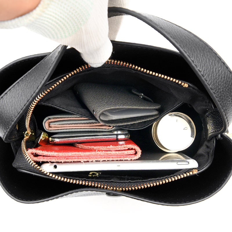 First Layer Cowhide Women'S Bag Bucket Bag New Korean Style Soft Leather Women'S Handbag Fashion All-Match Shoulder Bag Messenger Bag - Image 5