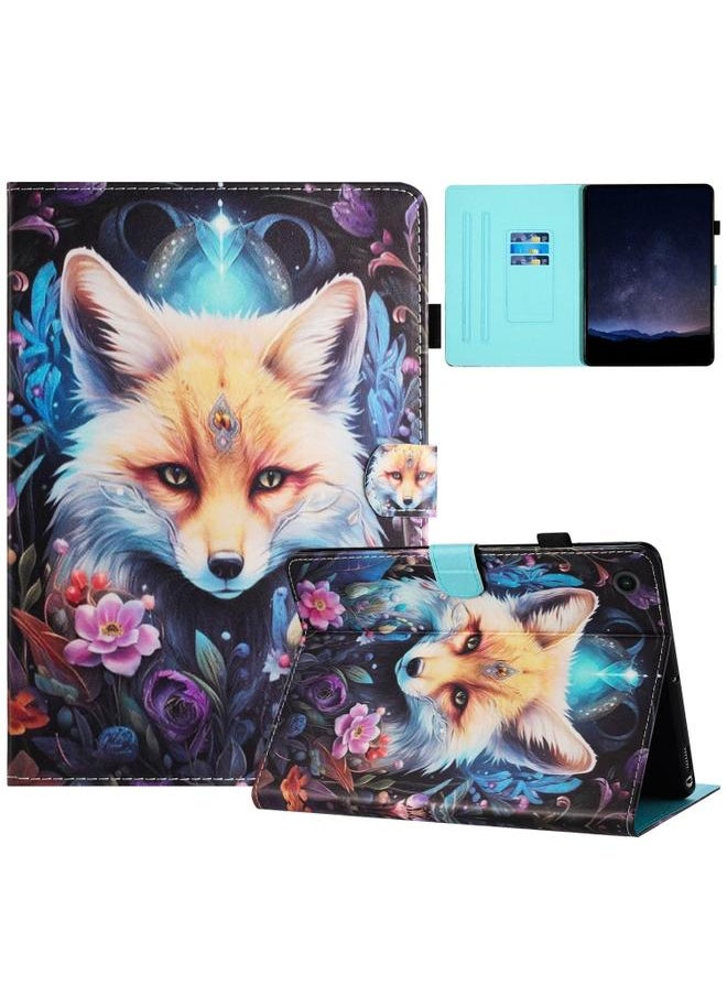 Green Tiger - Samsung Galaxy Tab A9 Painted Litchi Leather Sewing Tablet Case Fox - Image 1