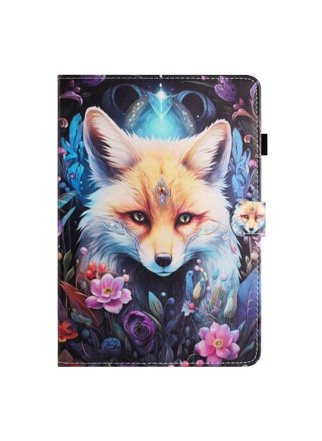 Green Tiger - Samsung Galaxy Tab A9 Painted Litchi Leather Sewing Tablet Case Fox - Image 1