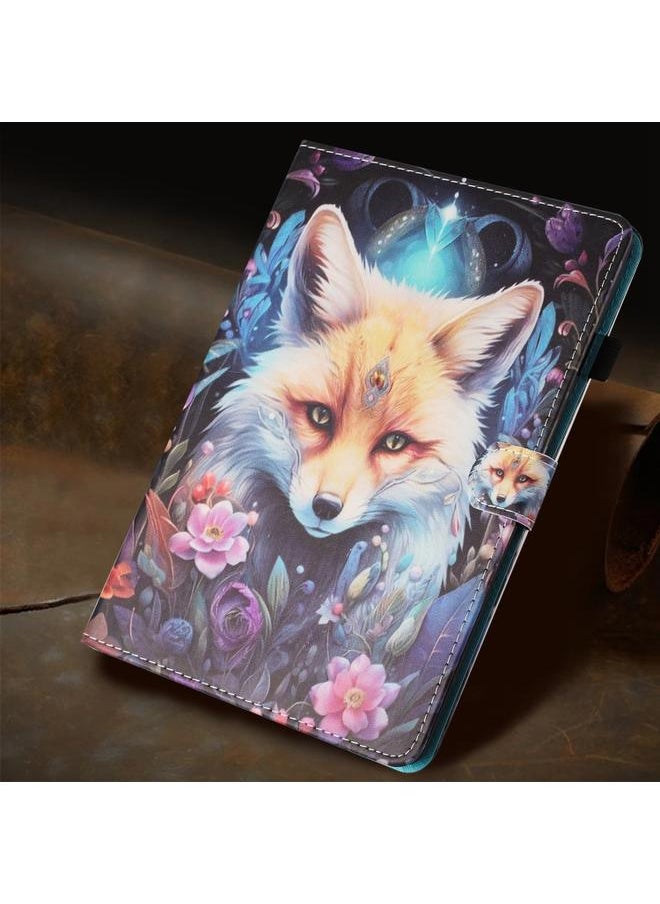 Green Tiger - Samsung Galaxy Tab A9 Painted Litchi Leather Sewing Tablet Case Fox - Image 1