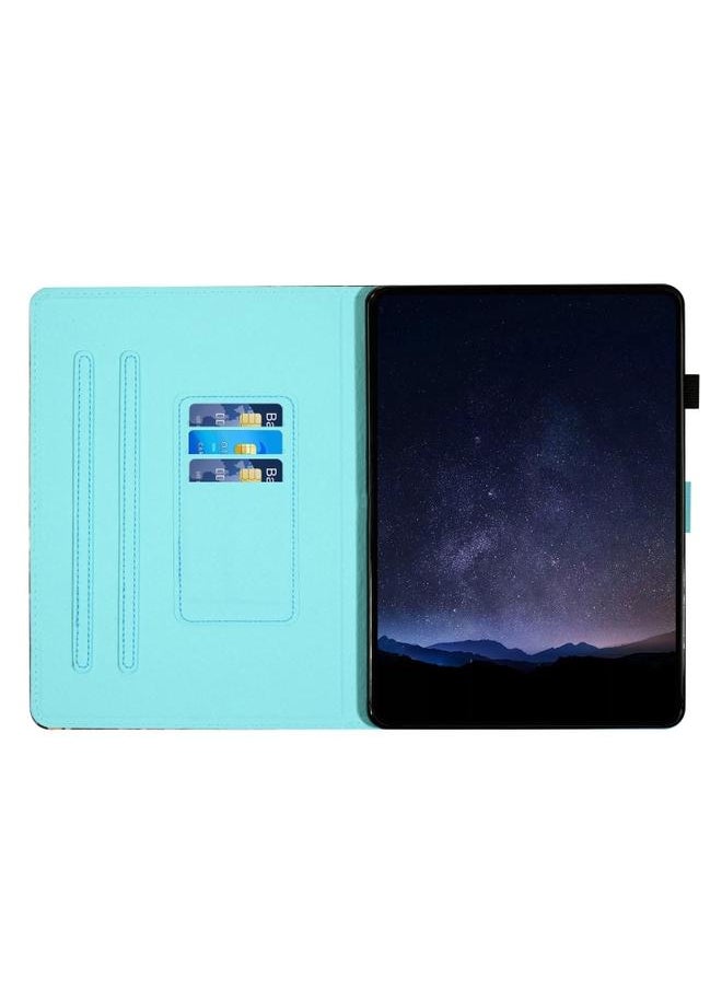 Green Tiger - Samsung Galaxy Tab A9 Painted Litchi Leather Sewing Tablet Case Fox - Image 1