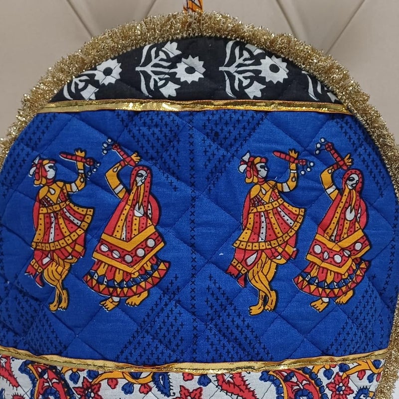 POSHMANDALA Poshmandala Rajasthani Handmade Tea Cozy 100 Cotton Hand Block Print Tea Kettle Warmer Winter Pot Cover for Hot Coffee Kitchen Dcor Size 14x11 Inches Gujari Blue  - Image 3