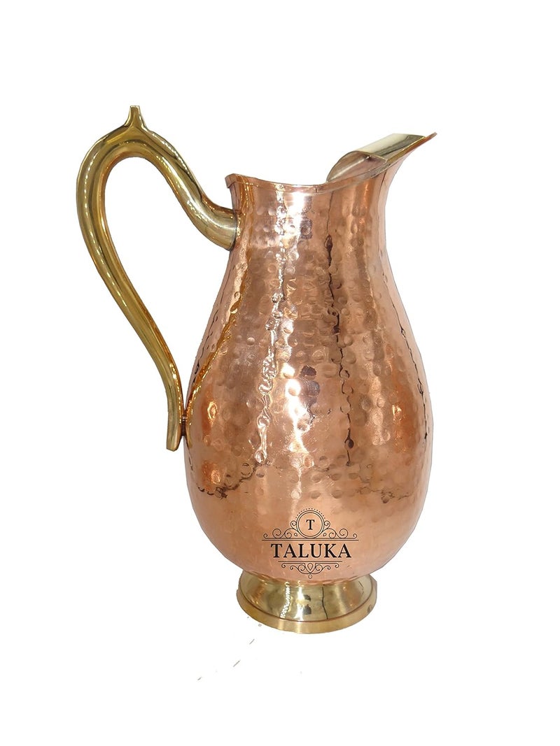 Taluka Copper Handmade Pitcher Jug 2000 ml Drinking Water Storage Jug with 1 Copper Steel Ropund Bottom Glass 1 Bottle 1700 ML for Health Benefits - Image 2