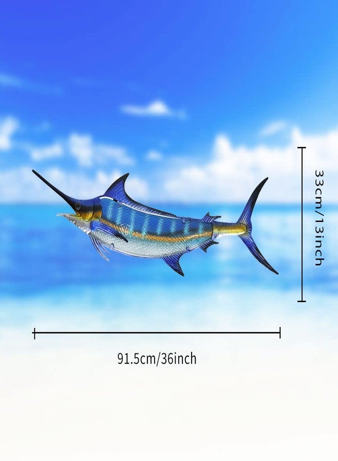 LIFFY Metal Blue Marlin Wall Decor Indoor Metal Fish Wall Art Large Fish Wall Hanging Decorations Ocean Theme Outdoor Wall Decor for Patio,Garden,Yard - 36 Inches Long - Image 2