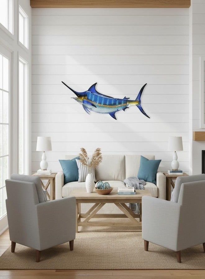 LIFFY Metal Blue Marlin Wall Decor Indoor Metal Fish Wall Art Large Fish Wall Hanging Decorations Ocean Theme Outdoor Wall Decor for Patio,Garden,Yard - 36 Inches Long - Image 5