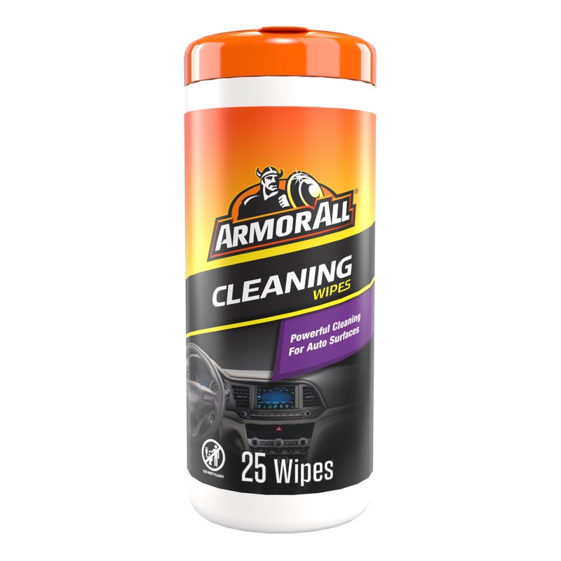 Armor All Interior Car Cleaning Wipes, 25 Count Canister, Powerful Cleaning for Dashboards, Vinyl, Clear Plastics, Carpet and Fabric - Image 1