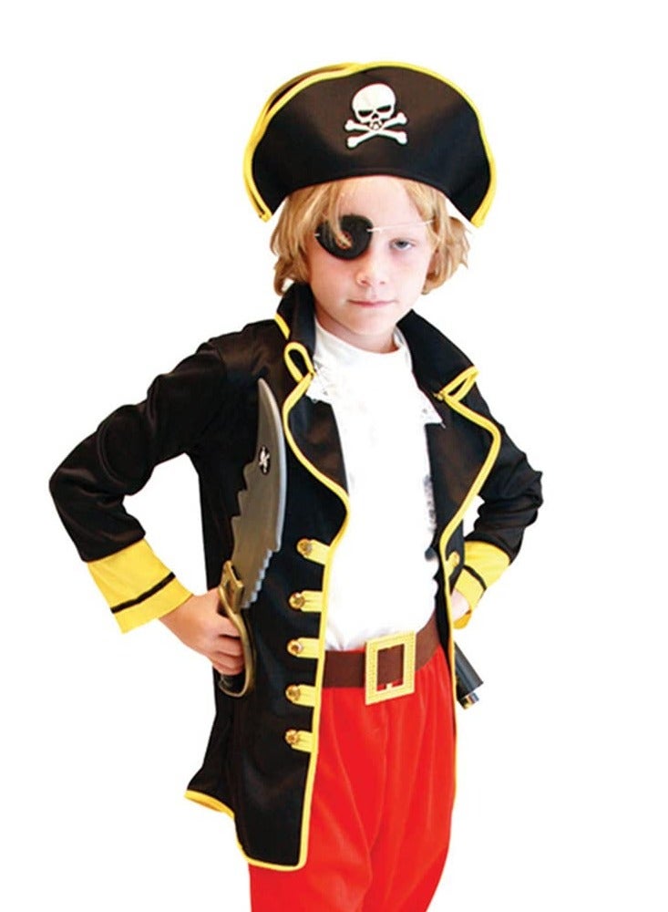 Pirate Costume for Kids, Pirate Hat,Eyepatch,Pirate Cutlass, Children's Dress Up Play Costume,Boy Captain Pirate Costume for Halloween.Dress up four-piece set, Transform into a pirate captain with one click - Image 4