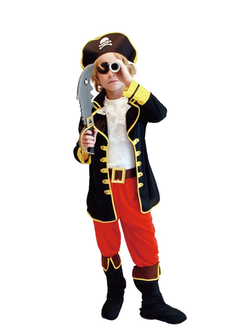 Pirate Costume for Kids, Pirate Hat,Eyepatch,Pirate Cutlass, Children's Dress Up Play Costume,Boy Captain Pirate Costume for Halloween.Dress up four-piece set, Transform into a pirate captain with one click - Image 5