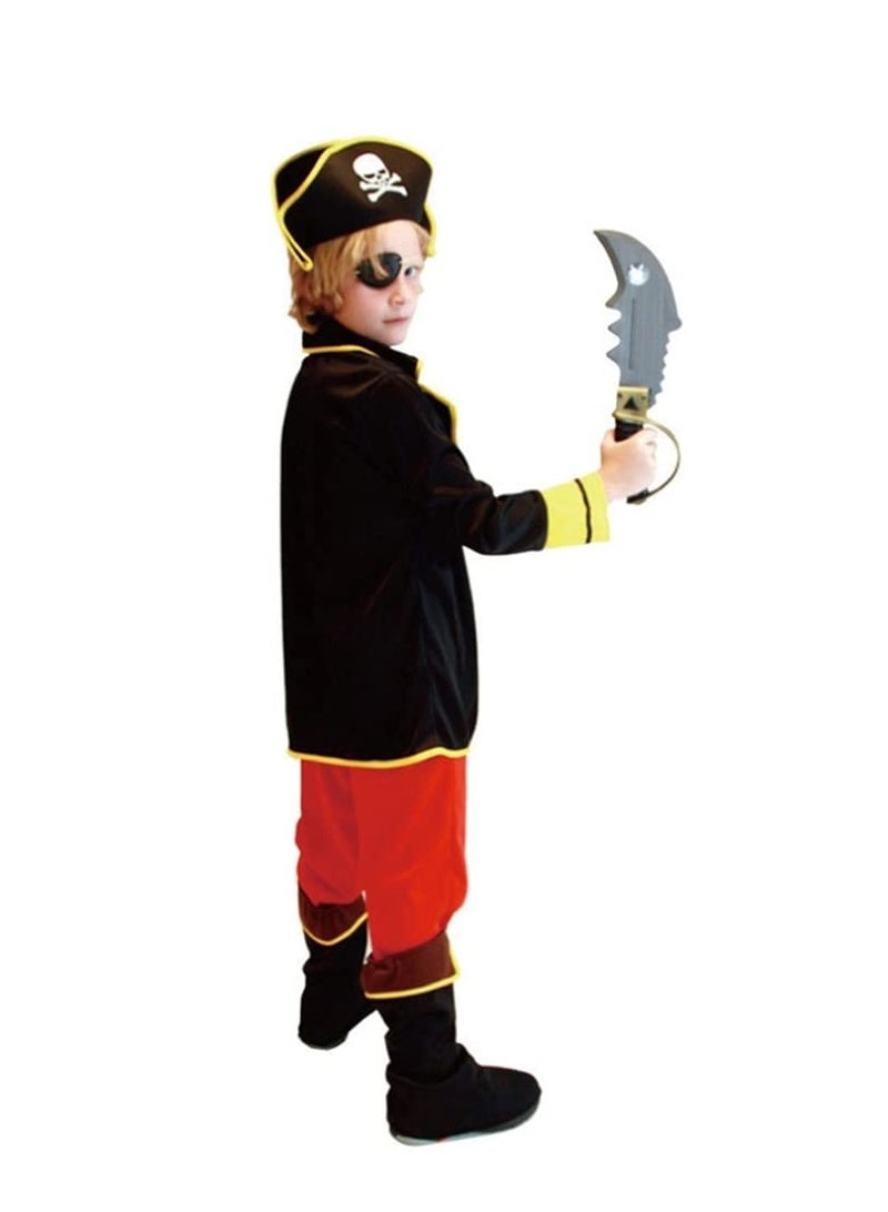Pirate Costume for Kids, Pirate Hat,Eyepatch,Pirate Cutlass, Children's Dress Up Play Costume,Boy Captain Pirate Costume for Halloween.Dress up four-piece set, Transform into a pirate captain with one click - Image 3