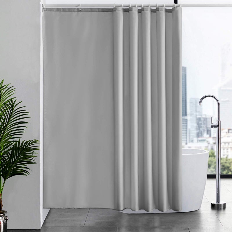 Furlinic Extra Large Grey Shower Curtain with Hooks 78x78 Inch Polyester Bathroom Square Curtains Waterproof Grey 200x200cm with 12 pcs Plastic Hooks