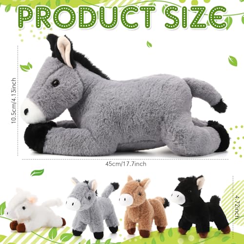 Arrowbash Donkey Stuffed Animals with 4 Babies 18 Inches Large Stuffed Mommy Donkey Plush Toy Soft Animal Plushies Toy Gift for Kids Boys Girls Birthday Family Easter Christian - Image 5