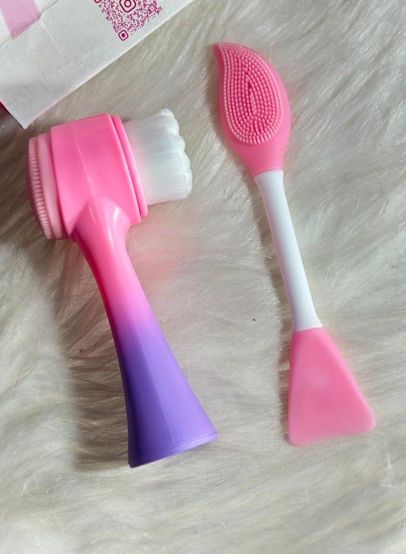 Generic maya accessories face Brush - Manual Facial Cleansing, 1Pcs Double Side Skin Care Facial Cleaning Brush,with Silicone Face Mask Brush And Mud Mask Applicator (2PCS) - Image 1