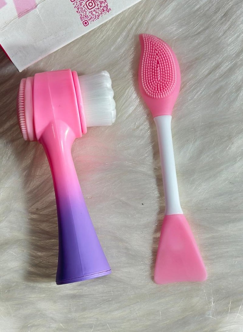 Generic maya accessories face Brush - Manual Facial Cleansing, 1Pcs Double Side Skin Care Facial Cleaning Brush,with Silicone Face Mask Brush And Mud Mask Applicator (2PCS) - Image 2