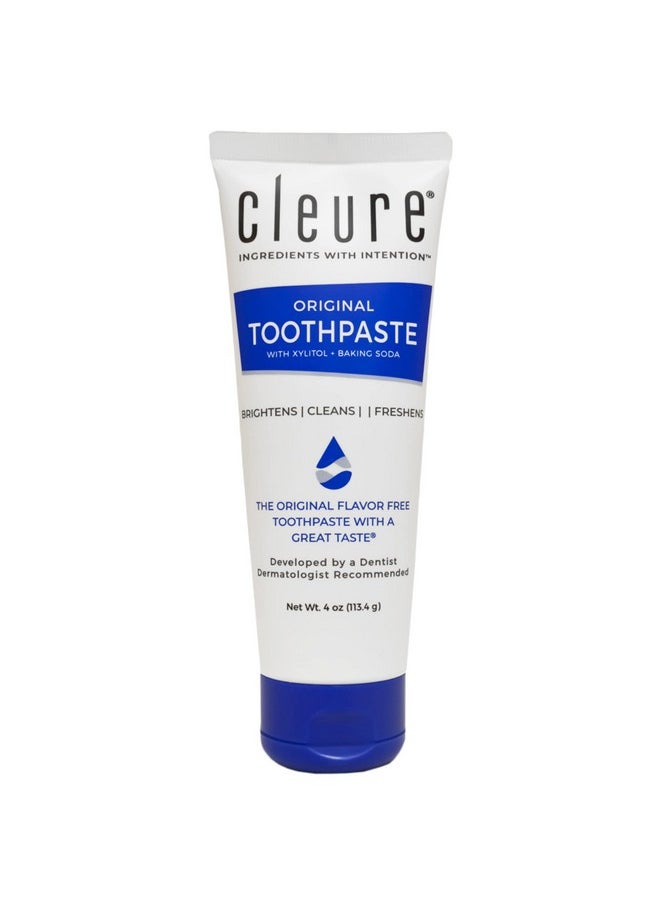Cleure - Leure Original Natural Toothpaste Flavorfree Fluoridefree Helps Whiten With Xylitol For Fresh Breath Natural Great Taste For Children & Adults Mintfree (4Oz Tube) - Image 1