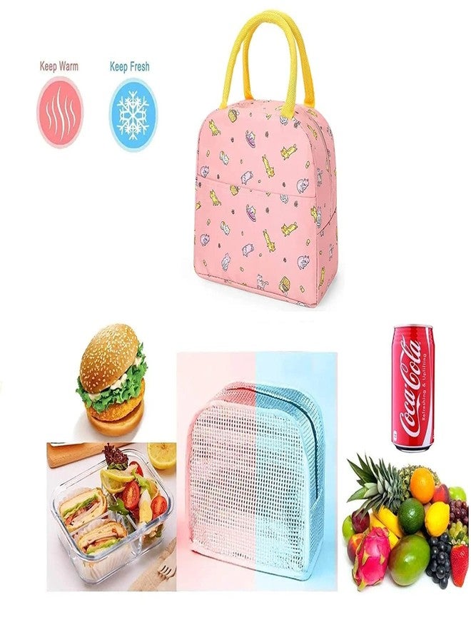 myself Insulated Lunch Bag for Women Small Lunch Leakproof Bag for Office, Work, School, Picnic Beach, Office, Outdoor, Gymor Travel (Pink CAT) - Image 3