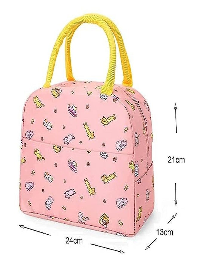 myself Insulated Lunch Bag for Women Small Lunch Leakproof Bag for Office, Work, School, Picnic Beach, Office, Outdoor, Gymor Travel (Pink CAT) - Image 2