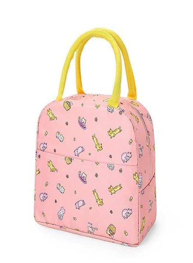myself Insulated Lunch Bag for Women Small Lunch Leakproof Bag for Office, Work, School, Picnic Beach, Office, Outdoor, Gymor Travel (Pink CAT) - Image 1