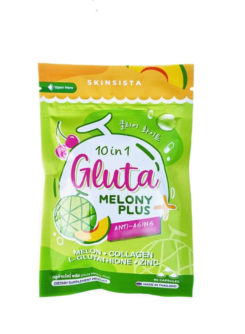 SKINSISTA Skinsita 10 in 1 Gluta Melony Plus + Anti-Aging & Whitening (60 Capsules)