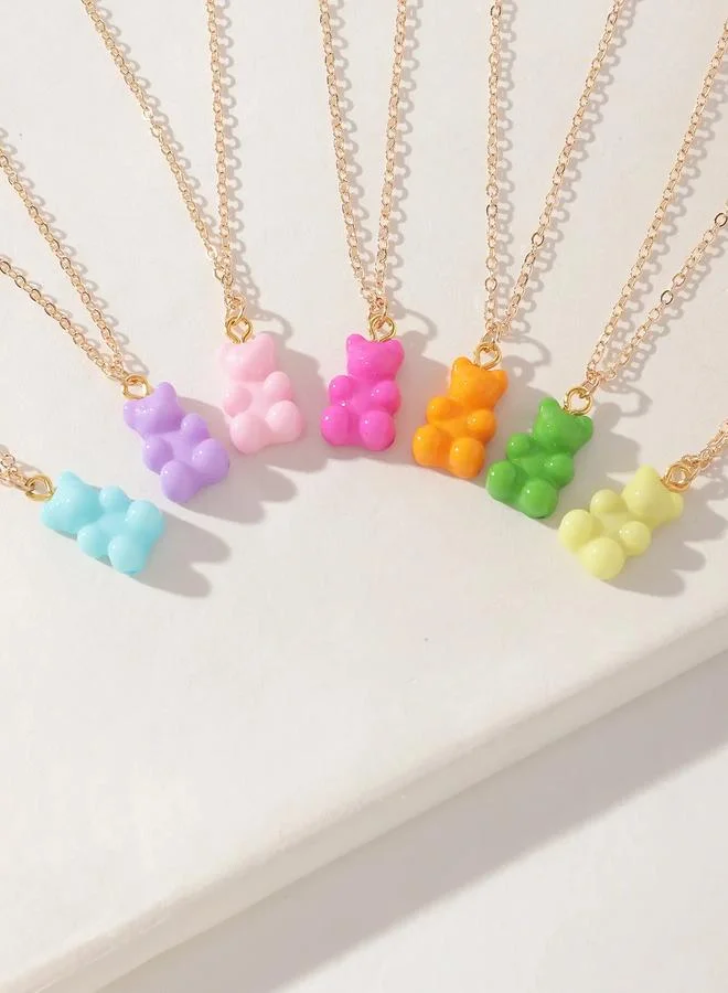 Take Two Pack of 7 - Girls Multi-Color Gummy Bear Pendant Necklaces