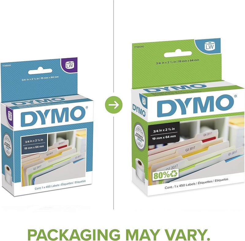 DYMO Authentic LW Barcode Labels for LabelWriter Printers, White, 3/4'' x 2-1/2'', 1 Roll of 450 Labels - Image 2