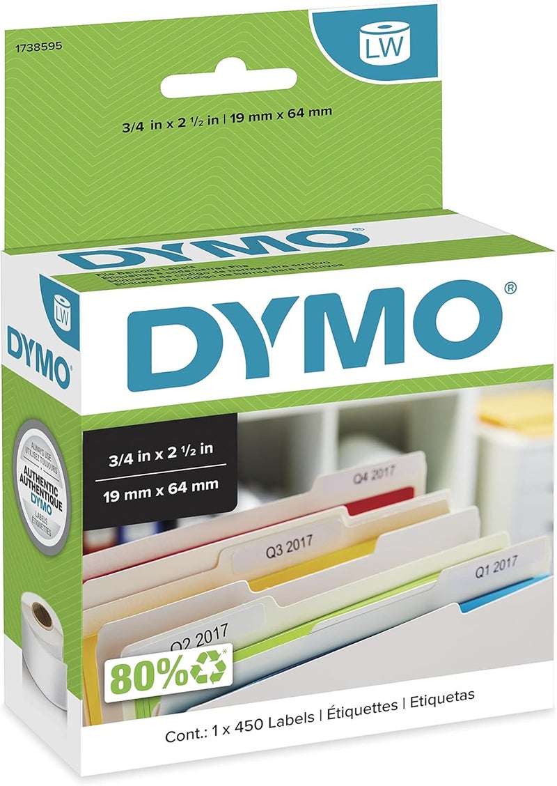 DYMO Authentic LW Barcode Labels for LabelWriter Printers, White, 3/4'' x 2-1/2'', 1 Roll of 450 Labels - Image 1