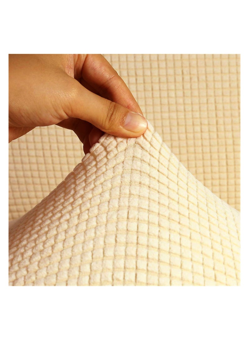 فابينني غطاء أريكة قابل للتمدد بثلاثة مقاعد، غطاء أريكة من القماش الناعم المصقول، تغطية كاملة رائعة لحماية الأثاث، غطاء منزلق بثلاثة مقاعد يناسب الأريكة القياسية والأريكة القابلة للاستلقاء مقاس 185-235 سم كريمي - Image 4