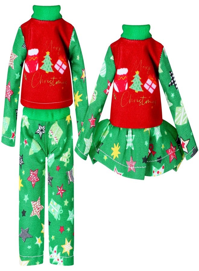 Hungdao 2 Pieces Christmas Accessories Doll Clothing Pajamas and Nightgown for Boys and Girls Dolls, Christmas Tree and Socks Style(Novelty) - Image 1