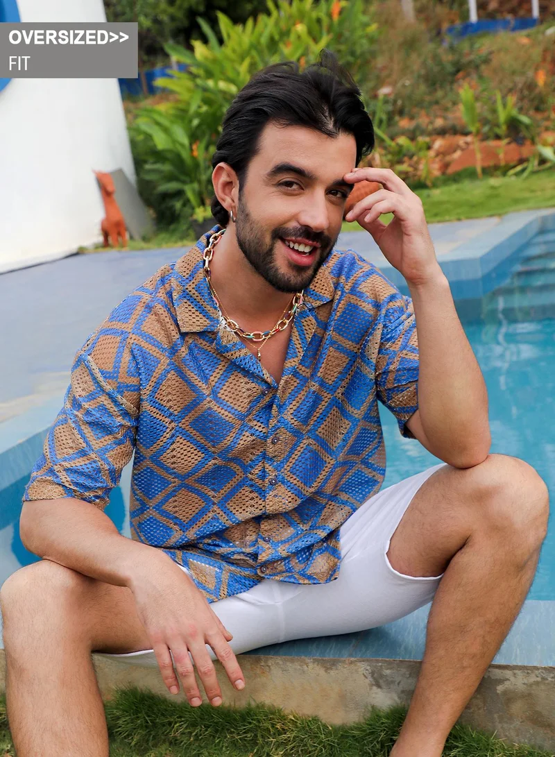 كامبوس سوترا قميص هندسي كبير الحجم