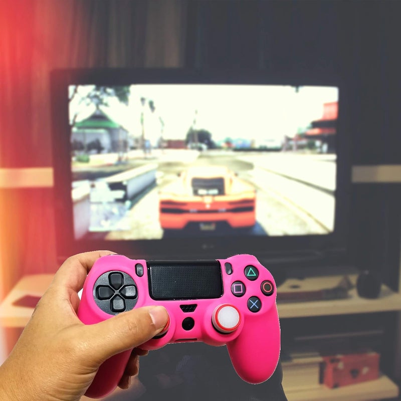 Asokex Ps4 Controller Skin Silicone Case Grip Glow in Dark Protective Cover for PS4/slim/Pro Dualshock 4 Controller(Glow Pink) - Image 2