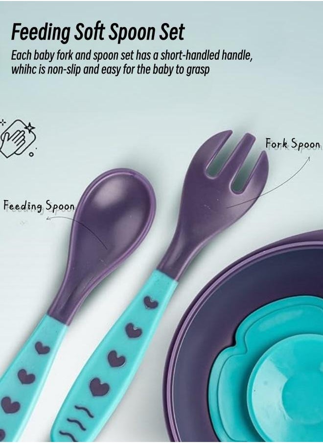 Lesha - 2 Pack Suction Bowls with Lids & Utensils - Baby & Toddler - 100% Food-Grade Silicone Divided Bowls - BPA Free - Dishwasher Safe - Set of 2 (Blue, Pink) - Image 1