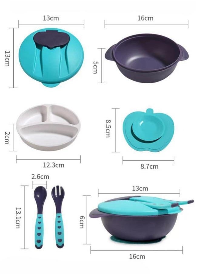 Lesha - 2 Pack Suction Bowls with Lids & Utensils - Baby & Toddler - 100% Food-Grade Silicone Divided Bowls - BPA Free - Dishwasher Safe - Set of 2 (Blue, Pink) - Image 1