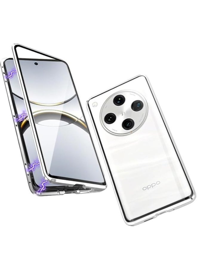 Generic - Case Compatible with OPPO Find X8 Pro, Magnetic Body Metal Frame Double Sided Clear Tempered Glass Cover with Camera Protection - Image 1