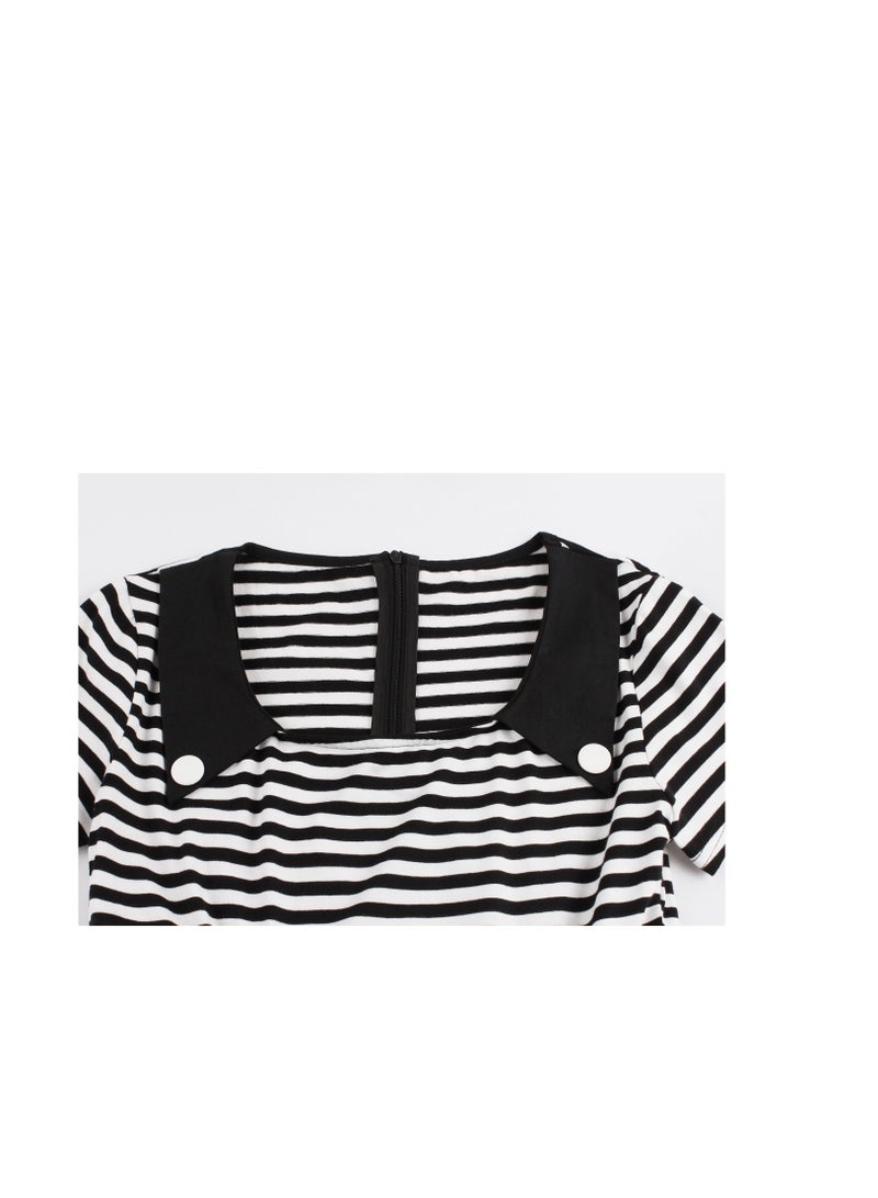 Striped retro patchwork dress - Image 3