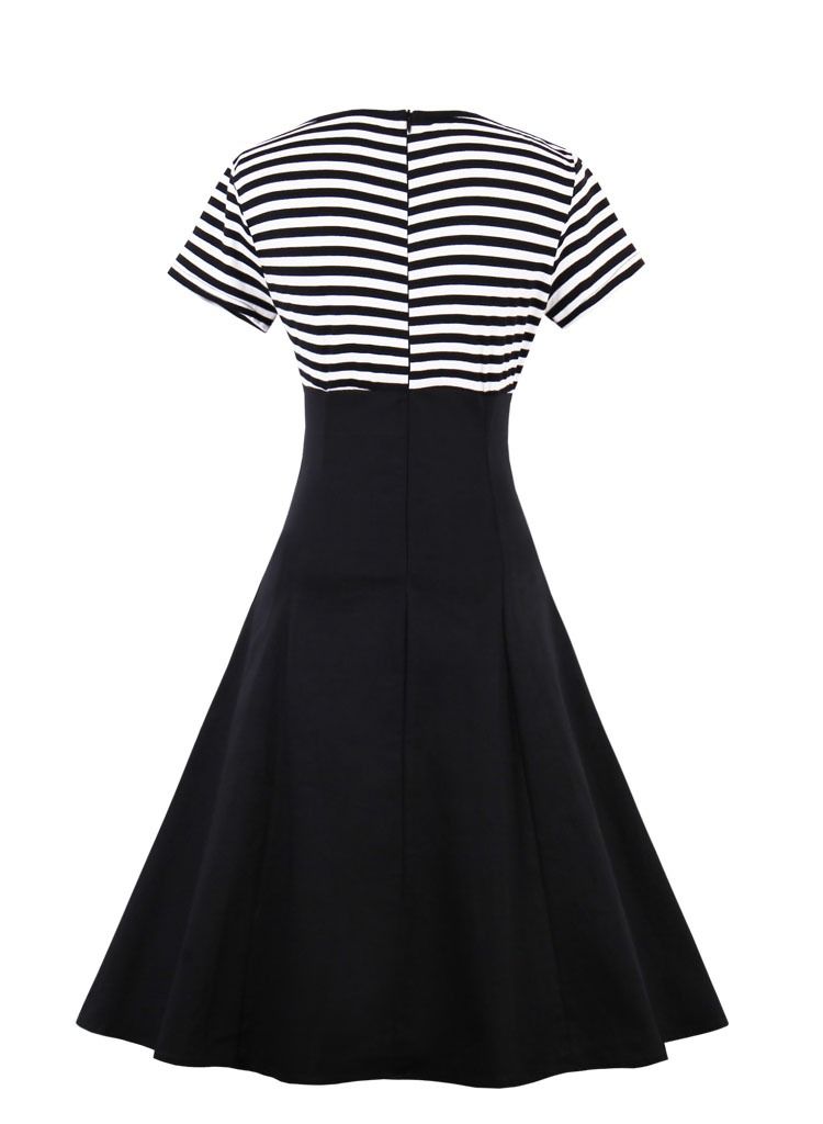 Striped retro patchwork dress - Image 2