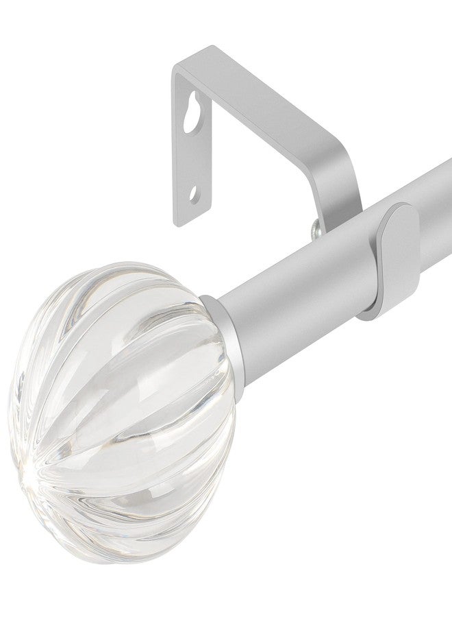 daintier 3/4 inch Single Window Curtain Rod with Crystal Acrylic Finial,36-66 inch,Matte Silver - Image 1